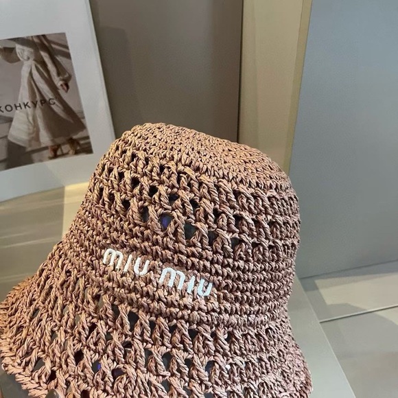 Miu Miu Tan Crochet Bucket Hat - Picture 7 of 8